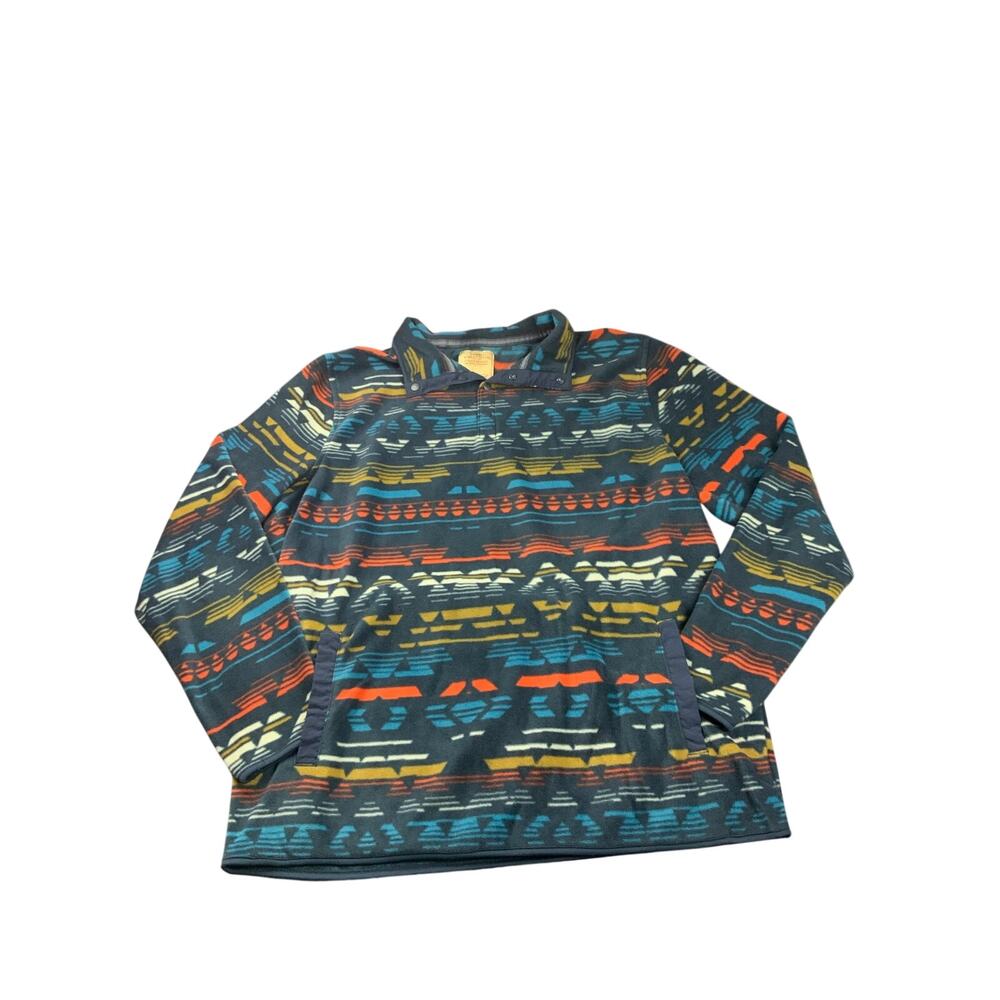 Telluride Clothing Co Mens L Aztec Fleece Pullover Snap Neck Southwestern Blue